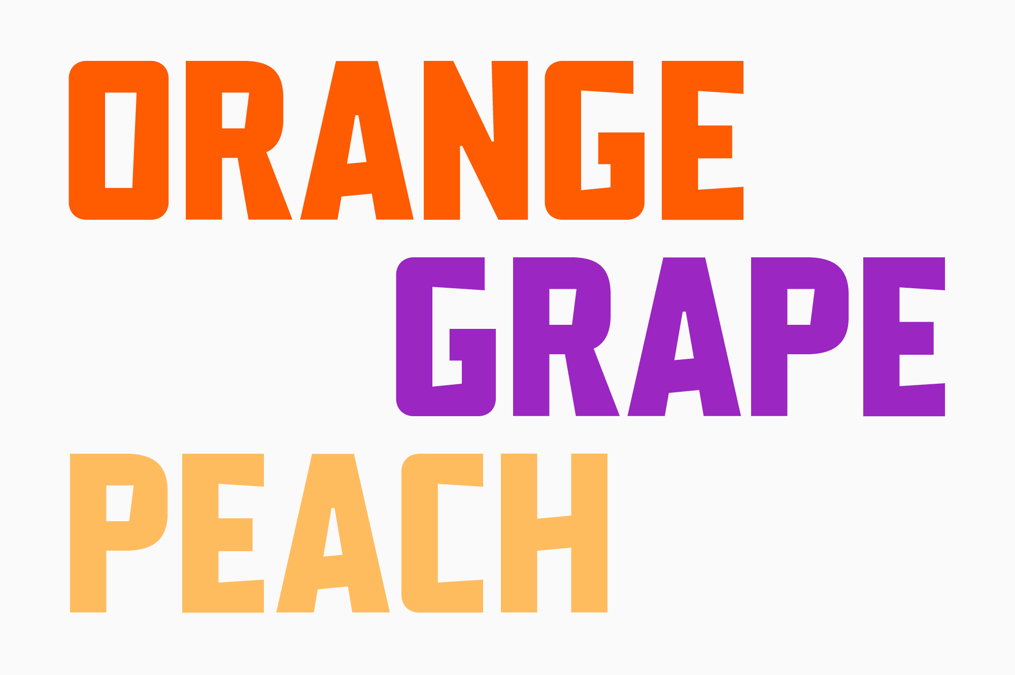 orange grape peach
